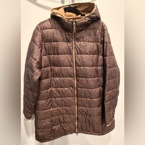 Amazon Essentials Brown Leopard Puffer Jacket